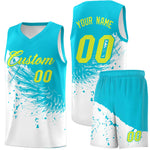 Custom White Sky Blue Wing Pattern Sports Uniform Basketball Jersey | BuyFootballJersey