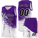 Custom White Purple Wing Pattern Sports Uniform Basketball Jersey | BuyFootballJersey