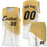 Custom White Old Gold Wing Pattern Sports Uniform Basketball Jersey | BuyFootballJersey