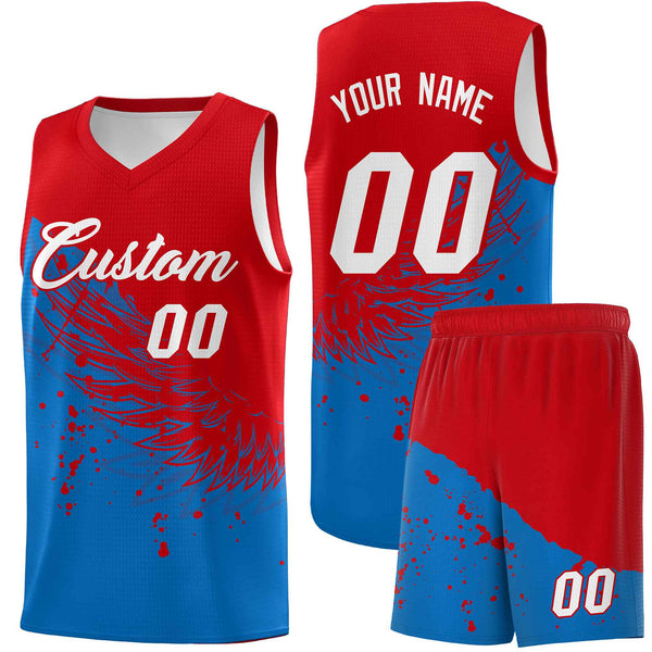Custom Royal Red Wing Pattern Sports Uniform Basketball Jersey | BuyFootballJersey