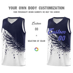 Custom White Navy Wing Pattern Sports Uniform Basketball Jersey | BuyFootballJersey