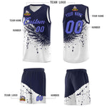 Custom White Navy Wing Pattern Sports Uniform Basketball Jersey | BuyFootballJersey