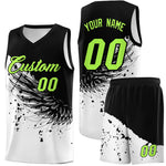 Custom White Black Wing Pattern Sports Uniform Basketball Jersey | BuyFootballJersey