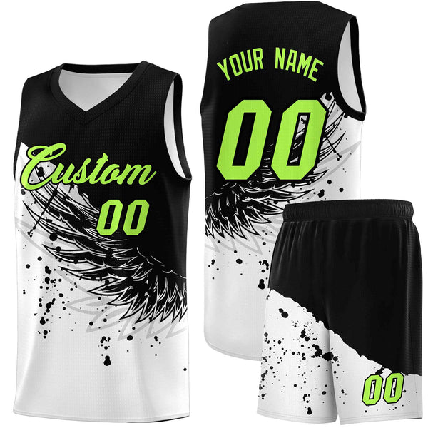 Custom White Black Wing Pattern Sports Uniform Basketball Jersey | BuyFootballJersey