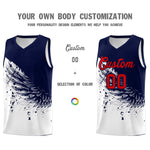 Custom White Navy Wing Pattern Sports Uniform Basketball Jersey | BuyFootballJersey