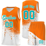 Custom White Orange Wing Pattern Sports Uniform Basketball Jersey | BuyFootballJersey