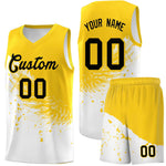 Custom White Gold Wing Pattern Sports Uniform Basketball Jersey | BuyFootballJersey