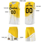 Custom White Gold Wing Pattern Sports Uniform Basketball Jersey | BuyFootballJersey