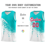 Custom White Aqua Wing Pattern Sports Uniform Basketball Jersey | BuyFootballJersey