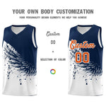 Custom White Navy Wing Pattern Sports Uniform Basketball Jersey | BuyFootballJersey
