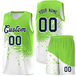 Custom White Fluorescent Green Wing Pattern Sports Uniform Basketball Jersey | BuyFootballJersey