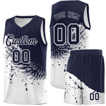 Custom White Navy Wing Pattern Sports Uniform Basketball Jersey | BuyFootballJersey