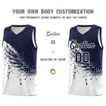 Custom White Navy Wing Pattern Sports Uniform Basketball Jersey | BuyFootballJersey