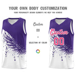 Custom White Purple Wing Pattern Sports Uniform Basketball Jersey | BuyFootballJersey