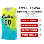 Custom Sky Blue Fluorescent Green Wing Pattern Sports Uniform Basketball Jersey | BuyFootballJersey