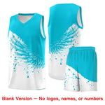Custom White Sky Blue Wing Pattern Sports Uniform Basketball Jersey | BuyFootballJersey