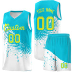 Custom White Sky Blue Wing Pattern Sports Uniform Basketball Jersey | BuyFootballJersey