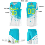 Custom White Sky Blue Wing Pattern Sports Uniform Basketball Jersey | BuyFootballJersey