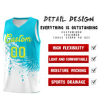Custom White Sky Blue Wing Pattern Sports Uniform Basketball Jersey | BuyFootballJersey