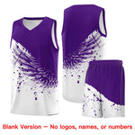 Custom White Purple Wing Pattern Sports Uniform Basketball Jersey | BuyFootballJersey