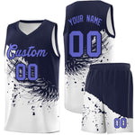 Custom White Navy Wing Pattern Sports Uniform Basketball Jersey | BuyFootballJersey