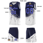 Custom White Navy Wing Pattern Sports Uniform Basketball Jersey | BuyFootballJersey