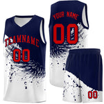 Custom White Navy Wing Pattern Sports Uniform Basketball Jersey | BuyFootballJersey