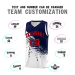 Custom White Navy Wing Pattern Sports Uniform Basketball Jersey | BuyFootballJersey