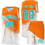 Custom White Orange Wing Pattern Sports Uniform Basketball Jersey | BuyFootballJersey
