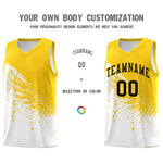 Custom White Gold Wing Pattern Sports Uniform Basketball Jersey | BuyFootballJersey