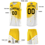 Custom White Gold Wing Pattern Sports Uniform Basketball Jersey | BuyFootballJersey