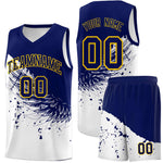 Custom White Navy Wing Pattern Sports Uniform Basketball Jersey | BuyFootballJersey