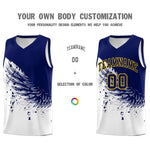 Custom White Navy Wing Pattern Sports Uniform Basketball Jersey | BuyFootballJersey