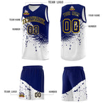 Custom White Navy Wing Pattern Sports Uniform Basketball Jersey | BuyFootballJersey