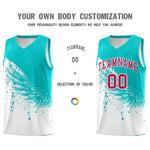Custom White Aqua Wing Pattern Sports Uniform Basketball Jersey | BuyFootballJersey