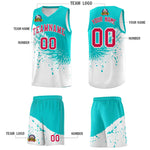Custom White Aqua Wing Pattern Sports Uniform Basketball Jersey | BuyFootballJersey
