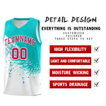 Custom White Aqua Wing Pattern Sports Uniform Basketball Jersey | BuyFootballJersey