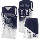 Custom White Navy Wing Pattern Sports Uniform Basketball Jersey | BuyFootballJersey