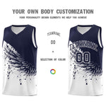 Custom White Navy Wing Pattern Sports Uniform Basketball Jersey | BuyFootballJersey