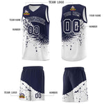 Custom White Navy Wing Pattern Sports Uniform Basketball Jersey | BuyFootballJersey