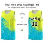 Custom Sky Blue Fluorescent Green Wing Pattern Sports Uniform Basketball Jersey | BuyFootballJersey