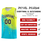 Custom Sky Blue Fluorescent Green Wing Pattern Sports Uniform Basketball Jersey | BuyFootballJersey