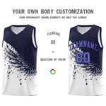Custom White Navy Wing Pattern Sports Uniform Basketball Jersey | BuyFootballJersey