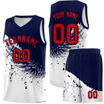 Custom White Navy Wing Pattern Sports Uniform Basketball Jersey | BuyFootballJersey