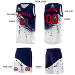 Custom White Navy Wing Pattern Sports Uniform Basketball Jersey | BuyFootballJersey