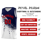 Custom White Navy Wing Pattern Sports Uniform Basketball Jersey | BuyFootballJersey