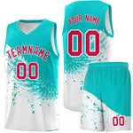 Custom White Aqua Wing Pattern Sports Uniform Basketball Jersey | BuyFootballJersey