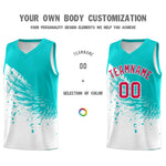 Custom White Aqua Wing Pattern Sports Uniform Basketball Jersey | BuyFootballJersey