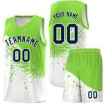 Custom White Fluorescent Green Wing Pattern Sports Uniform Basketball Jersey | BuyFootballJersey