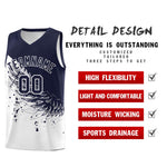 Custom White Navy Wing Pattern Sports Uniform Basketball Jersey | BuyFootballJersey